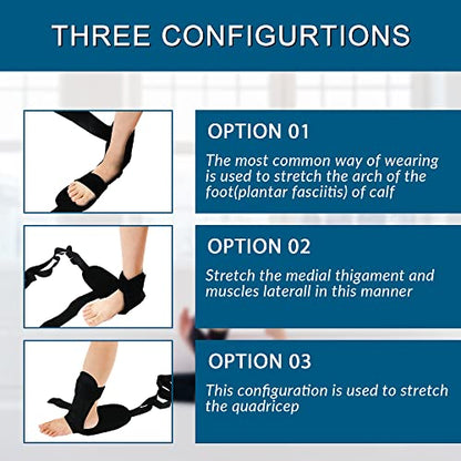 Foot Stretcher Belt, Foot Stretcher Stretch Strap for Plantar Fasciitis, Heel Spurs, Foot Drop, Achilles Tendonitis & Hamstring. Yoga Foot & Leg Stretch Strap (Black)