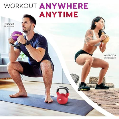 Yes4All Kettlebell, 5-65 LB Neoprene Coated Cast Iron Kettlebells, Wide Grip Handle & Flat Bottom for Swings, Squats, Deadlifts, Push Ups & Full Body Training at Home Gym - Single & Set - color: M. 55LB - Dark Blue, style: A. Single