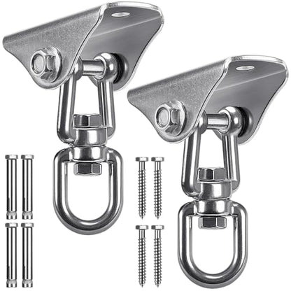 SELEWARE Stainless Steel Swing Hanger Heavy Duty Ceiling Swing Mount 2 Pack - color: Silver2 - 360° Swing Hanger ( 2 Pack )