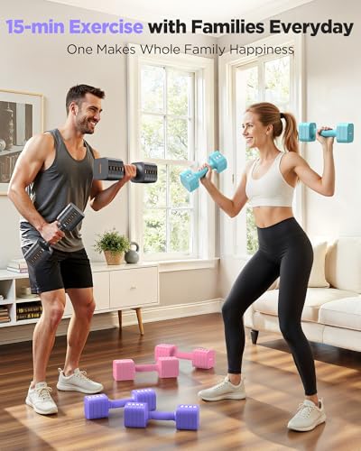 FEIERDUN DB3 5-in-1 Adjustable Dumbbell Set, 6LB/10LB Pair Adjustable Weights for Women at Home, Dual Locking Stable Hand Weights with TPU Soft Handle, Home Gym, Rehab, Pilates, Yoga, Strength Training - color: D-Vivid Purple, style: 10LBS Pair (20LBS Tot