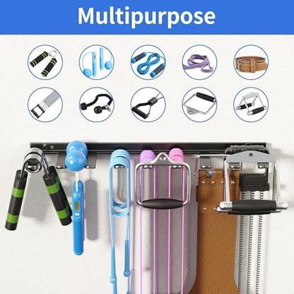 niffgaff Home Gym Storage Rack Organizer - Multi-Purpose Black Fitness Equipment Rack for Bands, Lifting Belts, Accessories
