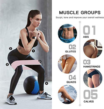 8 Pcs Resistance Bands Set Workout Bands for Leg and Butt, Fabric Non Slip Training Exercise Band with 2 Legs Ankle Straps Door Anchor for Men Women Home Fitness Gym Yoga Squat Glute