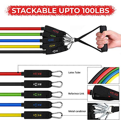 Boldfit Resistance Tube Set with Foam Handles, Suitable in Home & Gym Workout for Men & Women