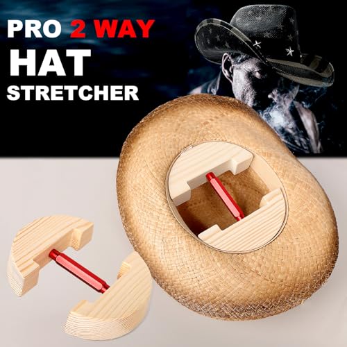 Hat Stretcher for Fitted Hats, Cowboy Hat Stretcher Fitted Hat 7 to 8 1/2, Adjustable Wooden Hat Jack Stretcher Fits All Caps - color: Round Square Red
