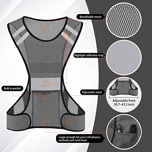 TCCFCCT Reflective Running Vest, High Visibility Running Gear with Large Pocket - color: 1 Pack Mesh Grey