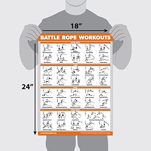 Palace Learning Battle Rope Workout Poster - Laminated - Illustrated Exercise Chart (LAMINATED, 18" x 24")