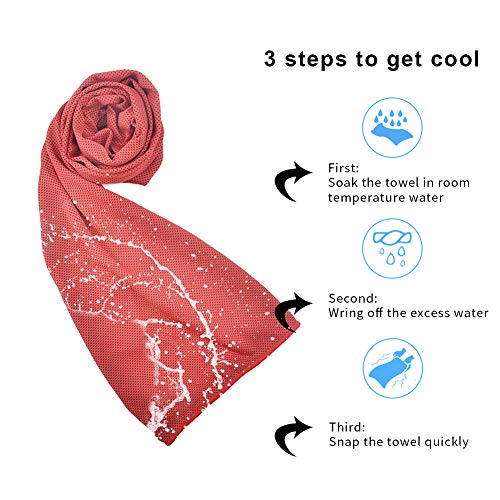 Sports Towel for Instant Cooling Relief Microfiber Towels for Golf Workout Swimming Gym Yoga Travel Camping Fitness 40"x12" Sweat Towel (Dark Red 2 Pack)