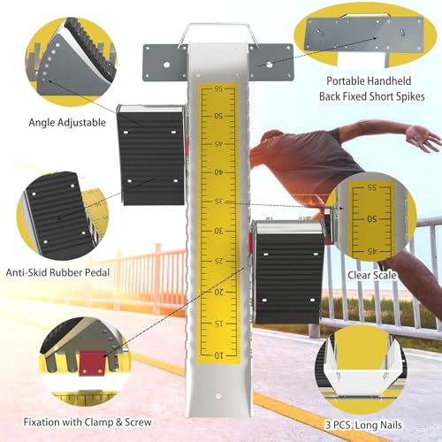 Lightning Starting Blocks Sprinter Pedals 6 Angle Adjustable Sprinters Track and Field Aluminum Suitable for Plastic Runway Cinder Track - color: Yellow, size: 25inch