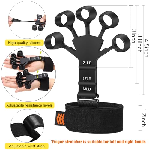 Grip Strength Trainer with Hand Grip Strengthener, Finger Exerciser, Hand Extension Exerciser and Forearm Workout Ring for Muscle Building and Injury Recovery for Athletes