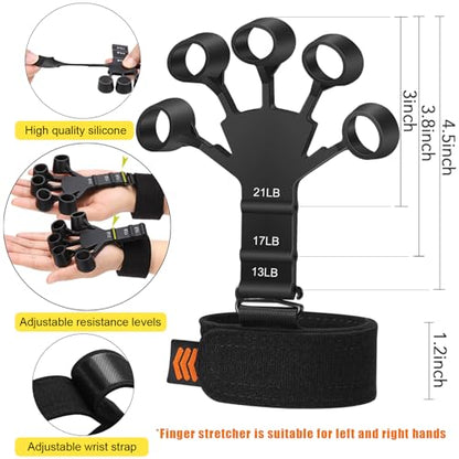 Grip Strength Trainer with Hand Grip Strengthener, Finger Exerciser, Hand Extension Exerciser and Forearm Workout Ring for Muscle Building and Injury Recovery for Athletes