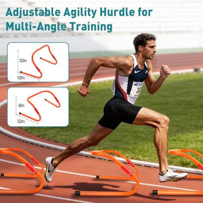 OLIXIS Soccer Football Agility Training Equipment with 4 Adjustable Hurdles - color: Light Orange