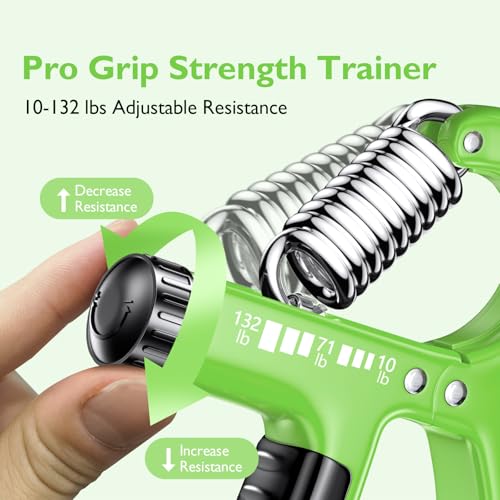 FitBeast Grip Strengthener Forearm Strengthener, Adjustable Hand Grip for Strength Training & Rehabilitation, 10-132 lbs Resistance, Ideal for Athletes and Physical Therapy - color: Light Green