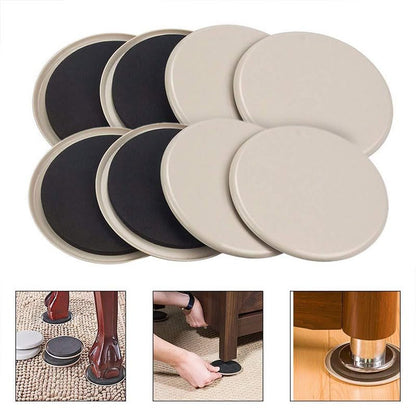 Furniture Sliders, 4 Pack 3 1/2" Reusable Heavy Furniture Sliders for Carpet Hardwood Floors, Floor Protectors(Beige)