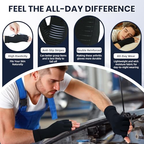 Big Mango 2 Pairs Copper Arthritis Gloves, Compression Gloves for Women Men Relieve Pain from Rheumatoid Arthritis, Carpal Tunnel, Swelling, Everyday Hands Support (Open Finger + Full Finger, Small) - color: Open Finger (1 Pair) & Full Finger (1 Pair), si