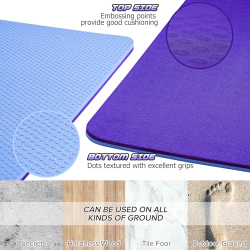 JELS Extra Thick Yoga Mat, 2/5 inch, Ergonomic 3D Non Slip Design, SGS Certified TPE Material, Yoga Mat for Men Women with Carrying Strap,Exercises Mat for Yoga, Pilates and Floor Workout(72"x26")…