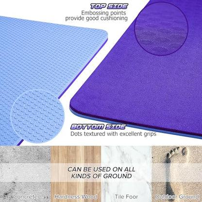 JELS Extra Thick Yoga Mat, 2/5 inch, Ergonomic 3D Non Slip Design, SGS Certified TPE Material, Yoga Mat for Men Women with Carrying Strap,Exercises Mat for Yoga, Pilates and Floor Workout(72"x26")…
