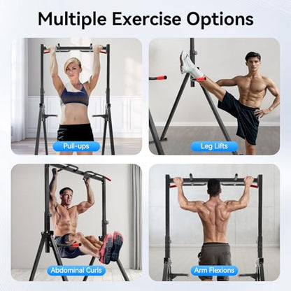 450 Lbs Pull Up Bar, Foldable Pull Up Bar Free Standing with 2 Wrenches, 5.74-7.55ft Adjustable Height Pull Up Dip Station Power Tower for Living Rooms, Bedrooms, Gyms, Sports Centers, Home