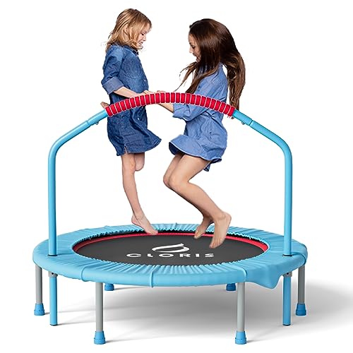 38in/48in Folding Trampoline - Max Load 220lbs / 450lbs Trampoline Rebounder Trampoline with Adjustable Foam Handle, with safty Padded Cover Best Gift