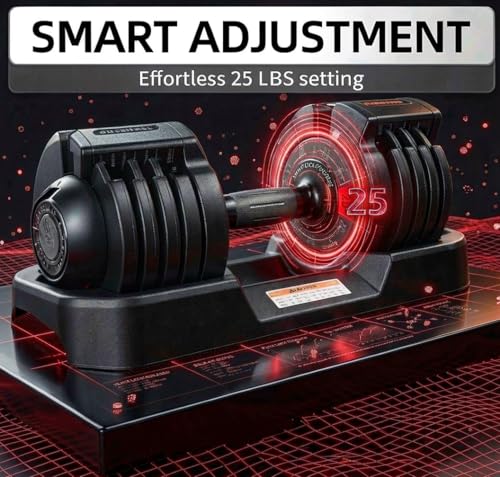 Single Adjustable Dumbbell – Premium Quick-Change Weight Set with Base, Space-Saving Smart Dial System for Home Gym, Full Body Strength Training for Men & Women