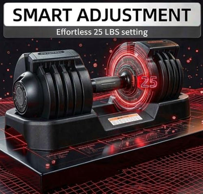 Single Adjustable Dumbbell – Premium Quick-Change Weight Set with Base, Space-Saving Smart Dial System for Home Gym, Full Body Strength Training for Men & Women