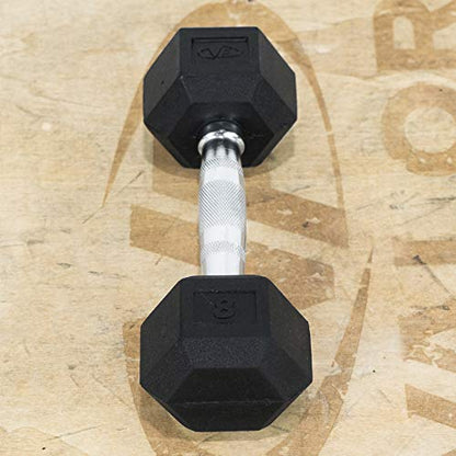Valor Fitness Rubber Hex Dumbbell Free Weights for Home Gym Workout Equipment for Strength Training