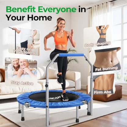 BCAN SP2 40/48" Foldable Mini Rebounder Trampoline for Adults |FED Fitness - color: Blue, size: 48-inch