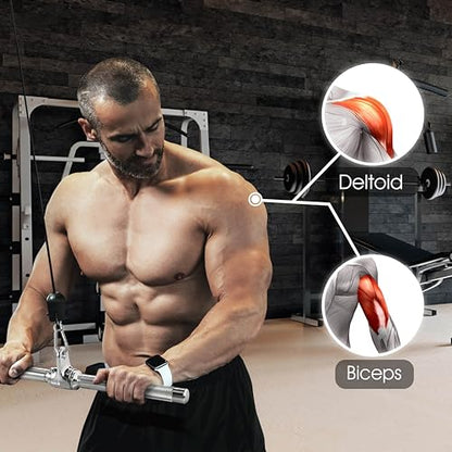 Yes4All Cable Machine Attachment, Row Handles, Tricep Rope, Straight Bar, V Bar, LAT Pulldown Accessories Load 880 LB for Home Gym - color: E. Tricep Rope + Double D + Straight Bar + V Bar