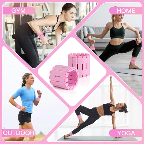 Wrist & Ankle Weights for Women Set of 2 (1LB Each), Adjustable Silicone Strap Design, Wearable Stackable Magnetic Ankle Weighted Bracelets, Perfect for Yoga, Pilates, Walking & Home Weighted Workouts