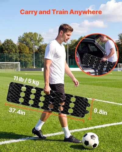 VEVOR Upgrade Soccer Rebounder Board, Mult-Adjustable Angles Portable Soccer Rebound Wall, Foldable Kickback Board, Soccer Practice Equipment, Ideal for Kids & Adults Passing & Shooting Drills - size: 37.4" x 9.8"
