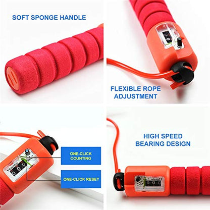 Jump rope 2.9m adjustable speed counting skipping rope fitness equipment with electronic counter - color: Blue