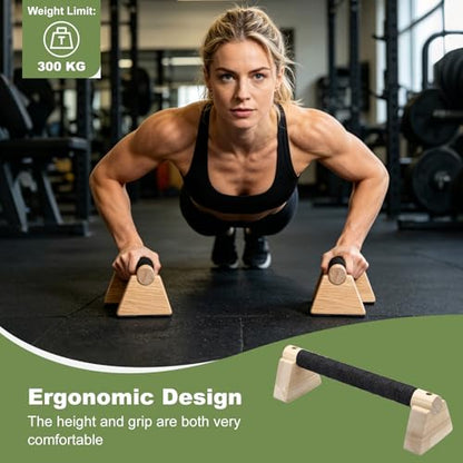 PATIKIL Push Up Bars, Wooden Parallettes Bars, Wooden Push Up Handle with Non-Slip Base and Grip for Strength Training Planks - size: 30cm