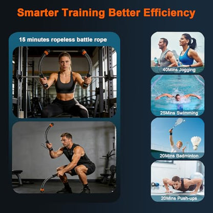 Ropeless Battle Ropes,Weighted Cordless Battle Ropes for Home Gym, Portable Full Body HIIT Cardio & Arm Strength Training, Low-Impact Fitness Exercise Heavy Gear for Men & Women