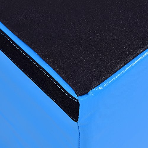PVC Soft Foam Jumping Box Plyometric Exercise Fitness Safe Box (Blue 18" Height)