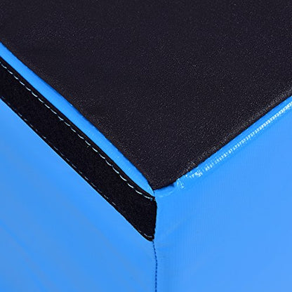 PVC Soft Foam Jumping Box Plyometric Exercise Fitness Safe Box (Blue 18" Height)