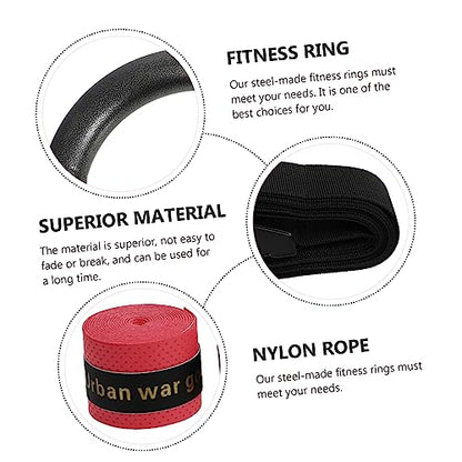 POPETPOP 2pcs Sturdy Fitness Ring Set Portable Cord Home Gym Equipment for Women Men Workout Ring