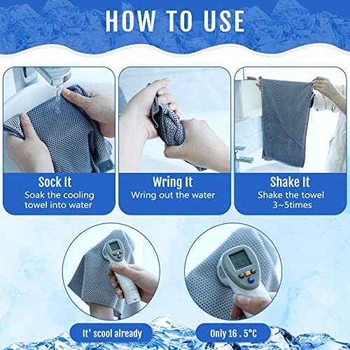 Hosuly 30 Pack Cooling Towels 40"x12" - color: Light Gray, Dark Blue