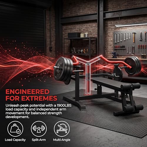 BARWING 3-in-1 Adjustable Bench Press (Flat/Incline/Decline), Independent Press Arms, 1900 LBS Weight Capacity, Foldable Home Gym Equipment for Chest, Abs & Shoulder Workouts