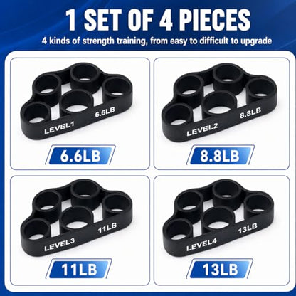 4 Pack Hand Exerciser Grip Strengthener, Finger Stretcher Hand Grip Resistance Bands Hand Strengthener Hand Strengthening Forearm Exerciser for Arthritis - color: Black