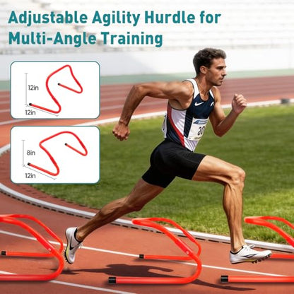 OLIXIS Soccer Football Agility Training Equipment with 4 Adjustable Hurdles - color: Light Yellow