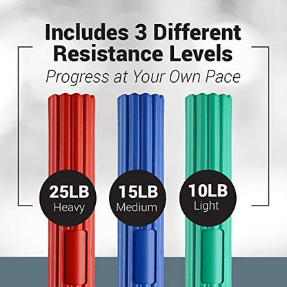 Logest Twist Hand Exerciser Bars for Physical Therapy - Relieves Tendonitis Pain & Improve Grip Strength - Tennis Elbow, Golfer's Elbow, Tendonitis, Wrist, Forearms Pain Relief Hand Therapy Bar - color: 3 Piece Set - Green Blue Red - Light Medium Heavy