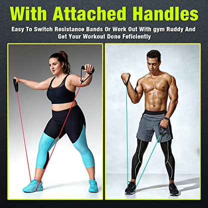 5 Pcs Exercise Resistance Bands with Handles Physical Resistance Tube Workout Bands with Door Anchor for Men Women Muscle Toning Strength Training
