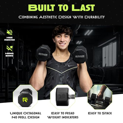 Rubber Coated Dumbbells - No Roll Design Easy-Grip Steel Knurled Handle, Weights Dumbbells Set for Strength Training - Ideal Weights Set for Home Gym - 10-60 LBS SOLD INDIVIDUALLY - size: 30 LB