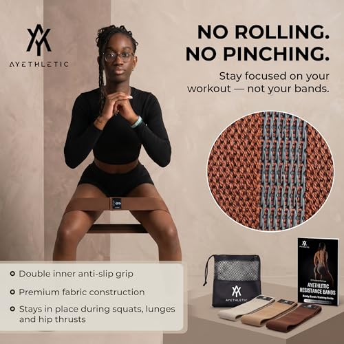 Premium Fabric Resistance Bands for Women, Booty Bands Set, Non-Slip Anti-Roll Elastic Loops for Glutes & Legs, Home Workout and Gym with Carry Mesh Bag