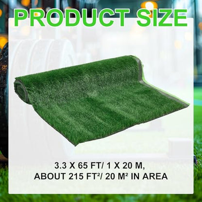 BreezeHug 65' x 3.3' (215 Sq.Ft) Gym Flooring Roll Turf Sports Sled Strips Turf Artificial Fake Grass with Non Slip Backing for Weight Sled Push Gym Equipment Training Indoor Outdoor, Green, 0.4" H