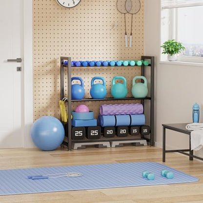 3 Tier Adjustable Dumbbell Rack - Heavy-Duty 450LB Capacity Weight Storage Stand for Dumbbells, Space-Saving Weight Rack Home Gym Organizer (Rack Only)
