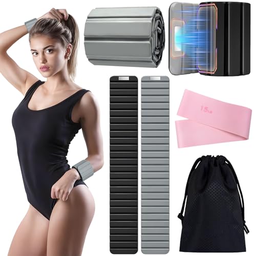 Magnetic Ankle Weights for Women & Men, Adjustable Silicone Wrist Weights Bracelet Set, Stackable Wrist and Ankle Weights 1 Pair 2 Lbs, Weighted Bangles Wearable for Home Gym Workout, Jogging, Yoga & Walking