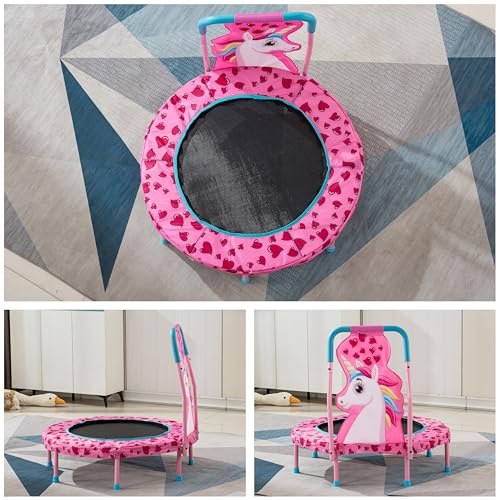 36" Toddler Trampoline with No-Gap Design, 36 inch Mini Trampolines Kids Trampolines with Handle, Small Rebounder 3FT Indoor Outdoor Trampoline for Kids