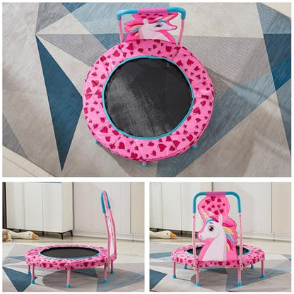 36" Toddler Trampoline with No-Gap Design, 36 inch Mini Trampolines Kids Trampolines with Handle, Small Rebounder 3FT Indoor Outdoor Trampoline for Kids