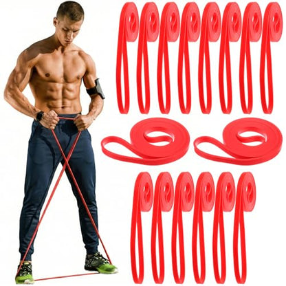 16 Pcs Long Resistance Bands for Power Loop Bands Assisted Pull-Ups, Resistance Bands Bulk Set with Red Style TPE Loops for Strength Training, Physical Therapy Home Gym(82 Inch 13-35 lbs)