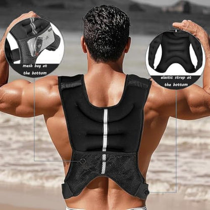 Weighted Vest 12lb with Reflective Stripe and Double Adjustable Buckle Straps Fitness Weight Vest for Workout Strength Training Running Weight Loss for Men Women